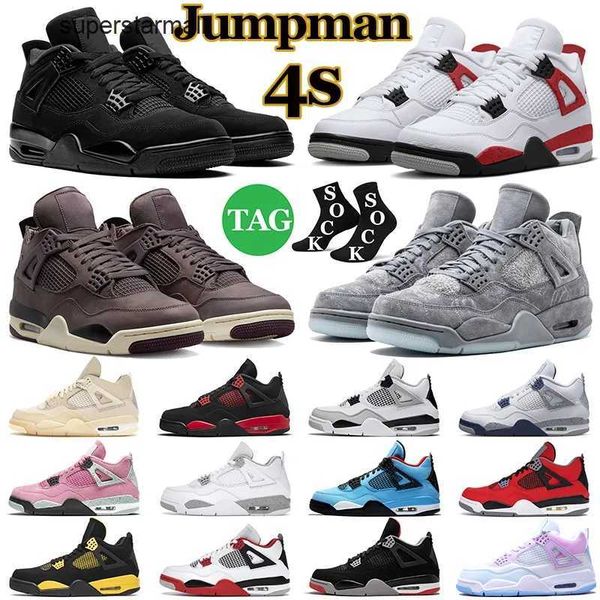 

2023 new men women basketball shoes jumpman 4 4s military black cat red thunder sail university blue white oreo fire pure money midnight nav