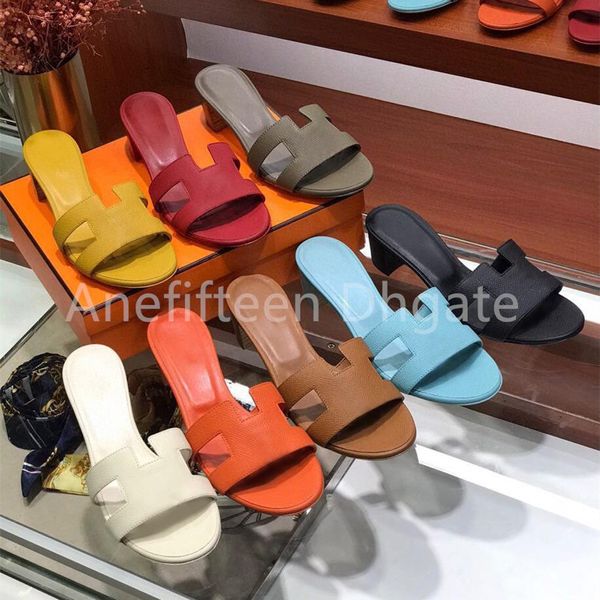 

2023 H Sandales Famous Designer Sandals Genuine Leather For Women Slippers Flat Coach Slides Summer Chypre Sandal Oran Slipper high quality with box, Color splicing glossy 6