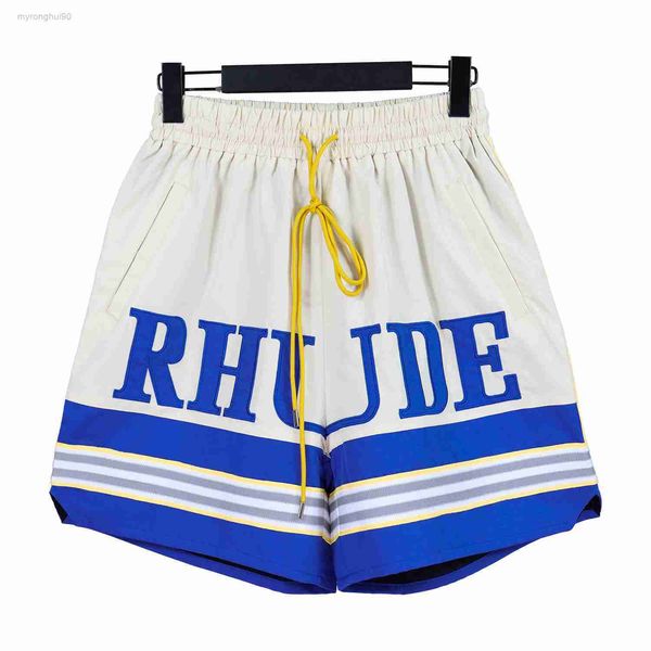 

rhude shorts 2023 summer new fashion letter embroidered loose, White;black