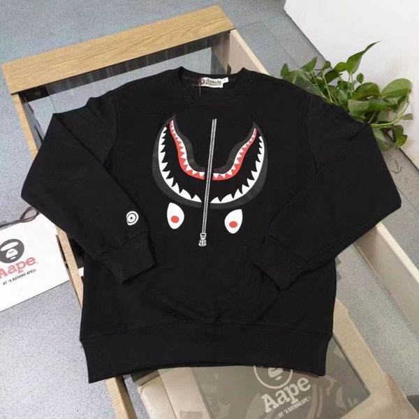 

japanese chaopai bpe classic ape head long sleeve chaopai couple shark small label simple spring autumn winter bottom shirt, Black