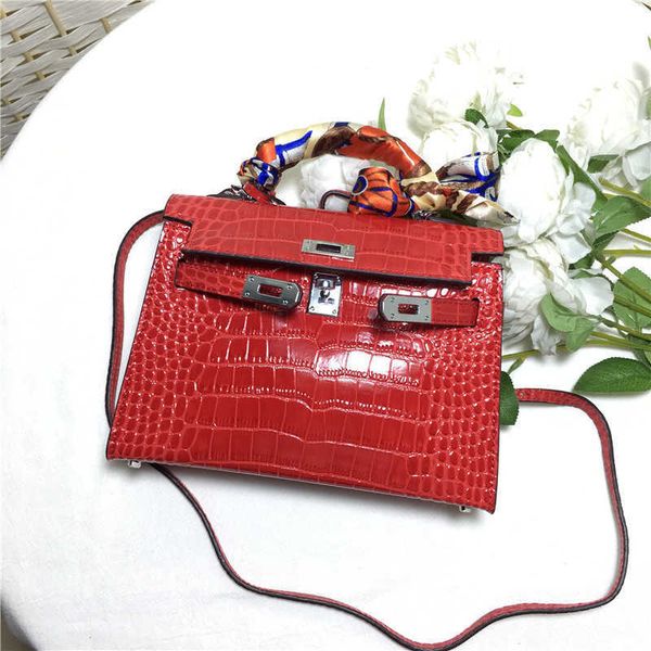 

designer bag mini kellity s new women's second generation high gloss crocodile pattern portable single shoulder messenger bag silver bu