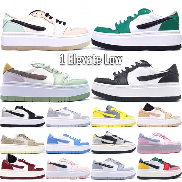 

1 elevate low lv8d basketball shoes for men women designer jumpmans 1s wolf grey bred white onyx university blue lucky green outdoor sneaker, Black