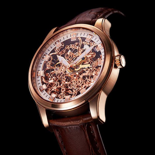 

men luxury designer watch mechanical transparent steel case luxury belt men mechanical watch waterproof watch, Slivery;black