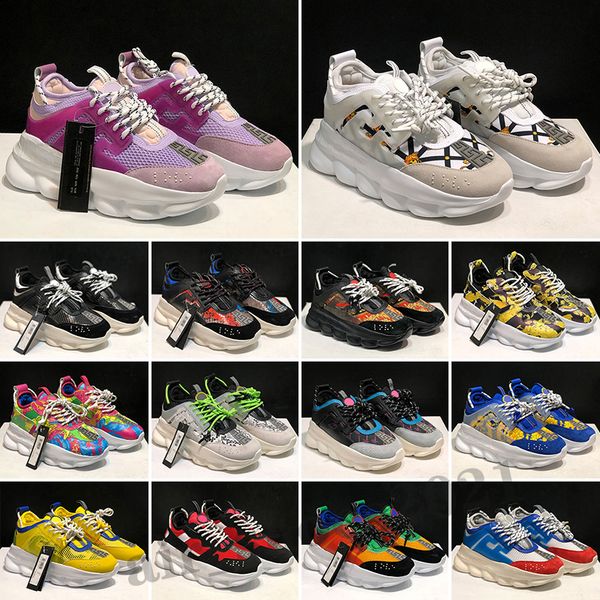 

italy casual shoes reflective chain reaction sneakers triple black white multi-color suede red blue yellow fluo tan luxury men women shoe de, White;red