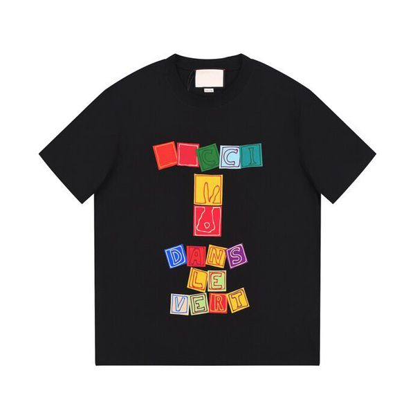 

2023ss spring and summer t shirt pure cotton fabric os version round neck short-sleeved women's men's high-quality men's t sh, Black;brown