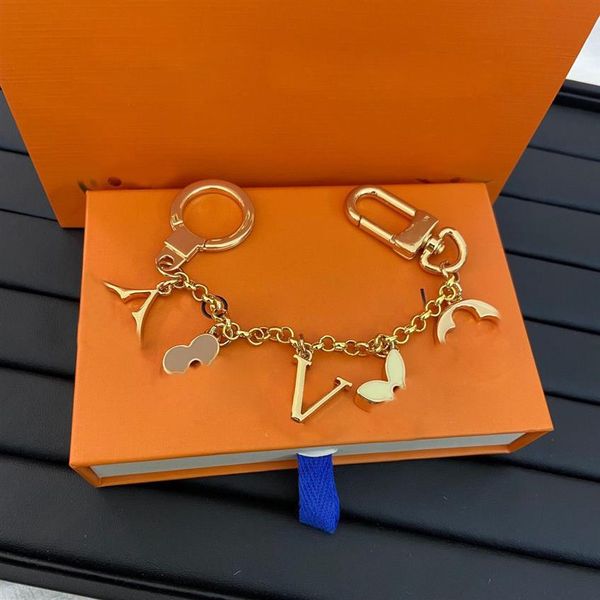 

keychain luxury designer brand key chain men car keyring women buckle keychains bags pendant exquisite gift with box 2305, Silver