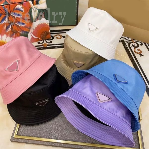 

re nylon bucket hat woman man outdoor designer caps fashion solid color casquette summer triangle simply beach luxury mens hats environment, Blue;gray
