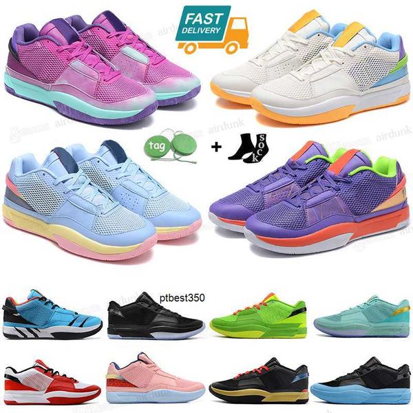 

basketball shoe ja 1 day 1 ja morant first signature sneakers men women boys girs for sale grinch dark grey pure platinum bright mango outdo, Black