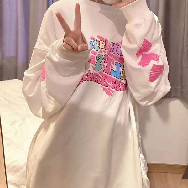 

womens tshirt qweek harajuku y2k hoodie hati huruf wanita streetwear putih lengan panjang kaus oblong atasan kpop alt korea 230328, White