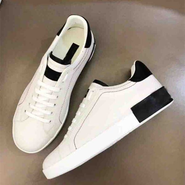 

22s/s casual shoes white leather calfskin nappa portofino sneakers shoes luxury brands comfort outdoor trainers men's walking eu38-46 b, Black