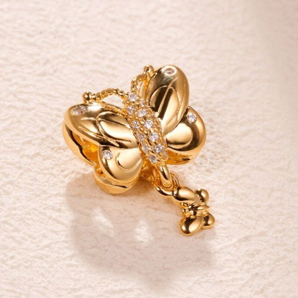 

shine gold metal plated decorative butterfly charm bead for european pandora jewelry charm bracelets, Black