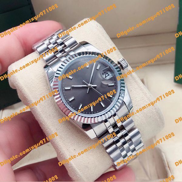 

women's watch 31mm dark grey women's automatic 2813 watch factory women's date sapphire glass 278274 silver jubilee bracelet, Slivery;brown