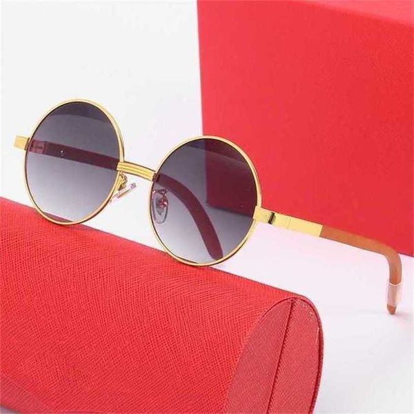 

luxury designer sunglasses 20% off round frame fashion original wood spring leg trend versatile metal glasseskajia, White;black