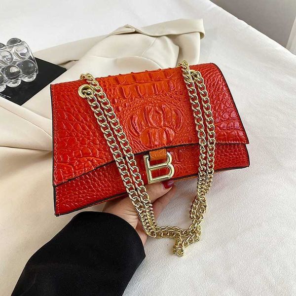 

fashion new crocodile pattern hourglass bag small design s women's single shoulder crossbody high quality
