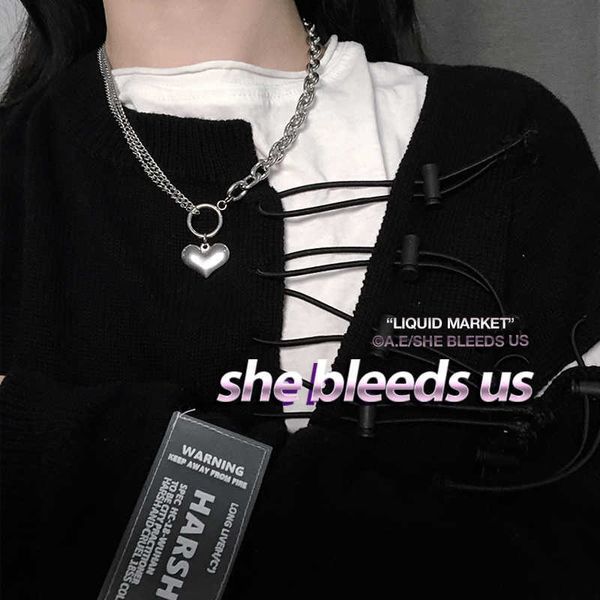 

pendant necklaces 2019 new trendy metal love heart coin pendant multi-layer punk casual design long chain necklace for women men jewelry gif, Silver