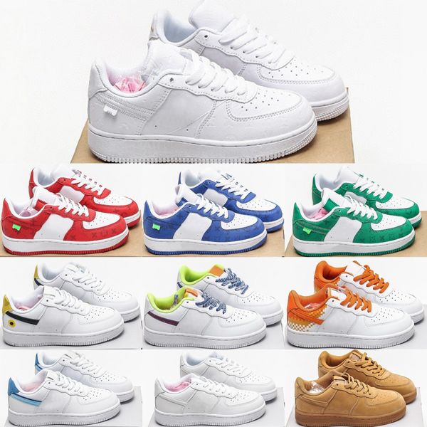

kids shoes forces 1s shadow children 1 low shoe girls boys outdoor sport walking sneakers triple white toddlers youth kid athletic trainers, Black