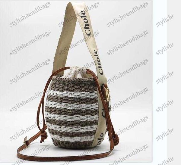 

drawstring shoulder bags 2022 fashion basket women bucket bag straw handbag tote beach crossbody womens handbags designers woody totes purse