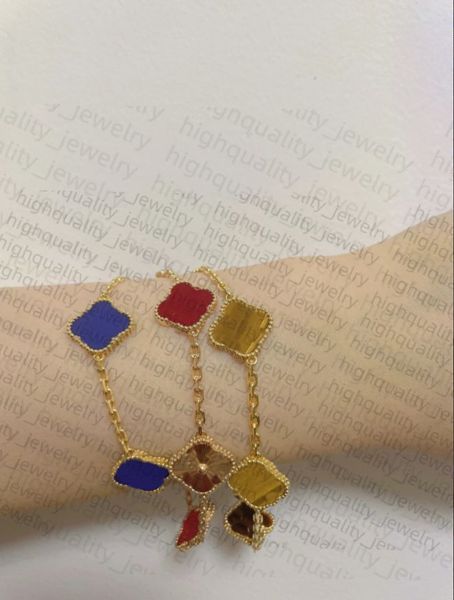 

Luxury Designer Bracelet 4/Four Leaf Clover Charm Bracelets Elegant Fashion Gold Agate Shell Mother of Pearl Women Girls Couple Holiday Birthday Party Gifts-A-BB