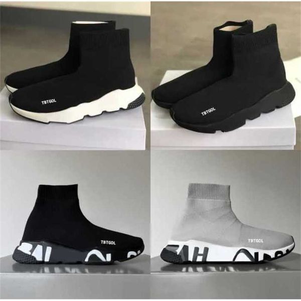 

2023 men socks shoe stretch trainer designer sneakers men knit mid-trainer sock sneakers casual shoes runner shoes 36-46 with box no017, Black