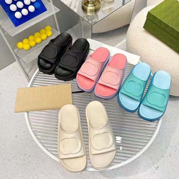 

slippers slide brand designers interlocking g women ladies hollow platform sandals made of transparent materials fashionable lovely sunny be, Black