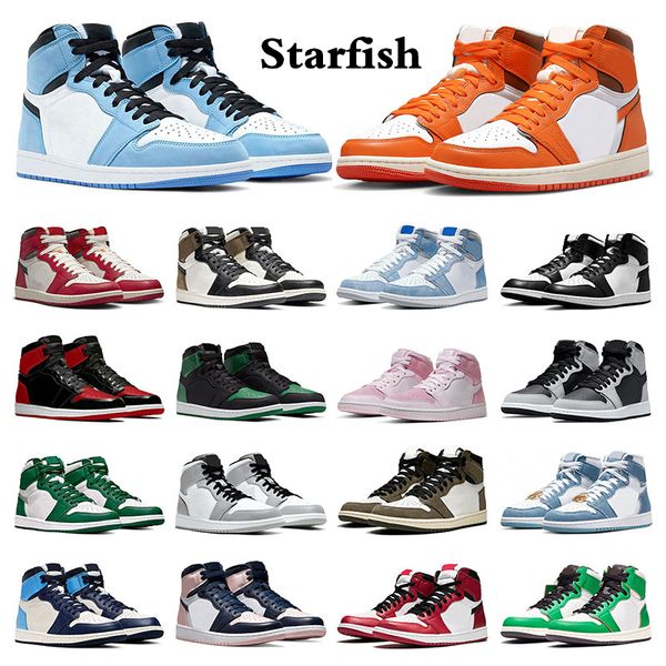 

1s men basketball shoes 1 mens running sneakers chicago lost and found university blue dark mocha hyper royal starfish black white twist wom