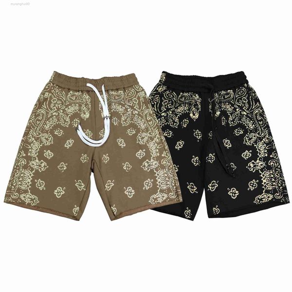 

rhude shorts correct version of designer shorts high street style flower print sports hip hop capris na4a, White;black