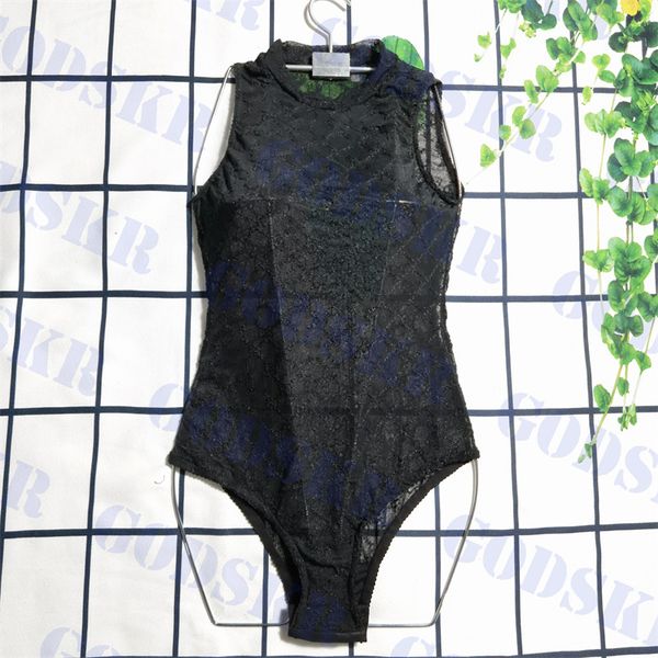 

black lace bikini womens one piece swimwear sleeveless swimsuit for women bodysuit bathing suit, White;black
