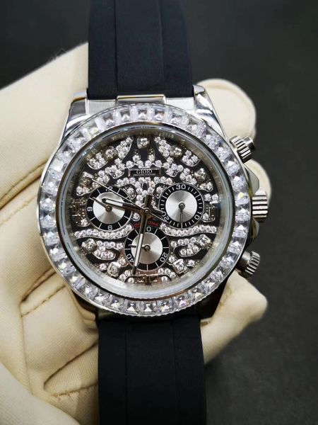 

0 men watch automatic mechanical black rubber rose gold diamond, Slivery;brown