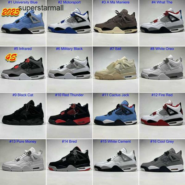 

2023 basketball shoes jumpman 4 4s university blue sail bred military black cat fire red white cement thunder cactus jack cool grey man snea