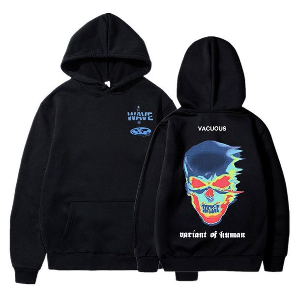 

mens hoodies sweatshirts gambar tengkorak termal cetak grafis pria wanita katun bulu kaus gaya hip hop streetwear mode 230328, Black