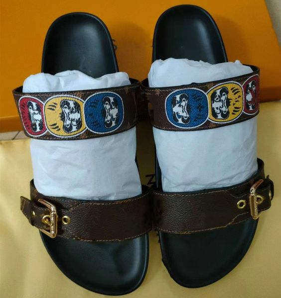 

men slippers women slides sandals designer bom flat mule size eu35-45, Black