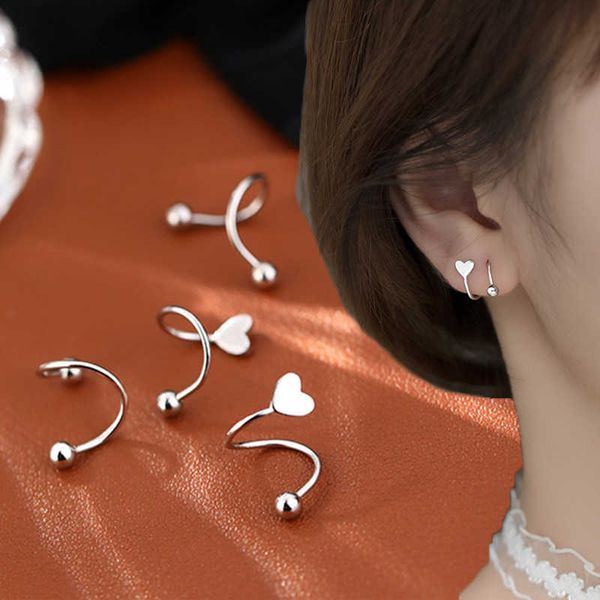 

charm 2pcs stainless steel spiral twisted lip ring tongue piercing heart star ear cartilage helix piercing stud earring jewelry gifts aa2303, Golden