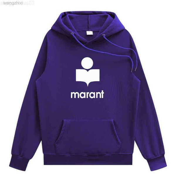 

2023 autumn winter men hoodi marant printed male sweatshirts fashion warm streetwear mens pullovers, Black