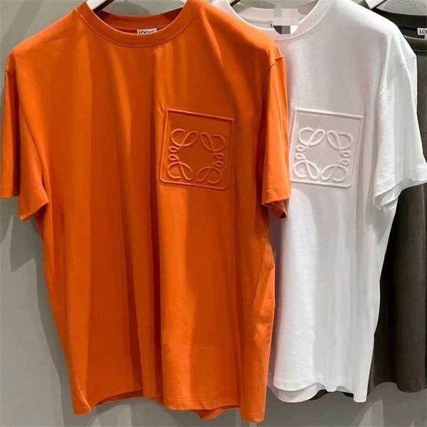 

2023 new luojia 3d embossed letter short sleeve t-shirt simple solid loose casual men's and women's top, Black