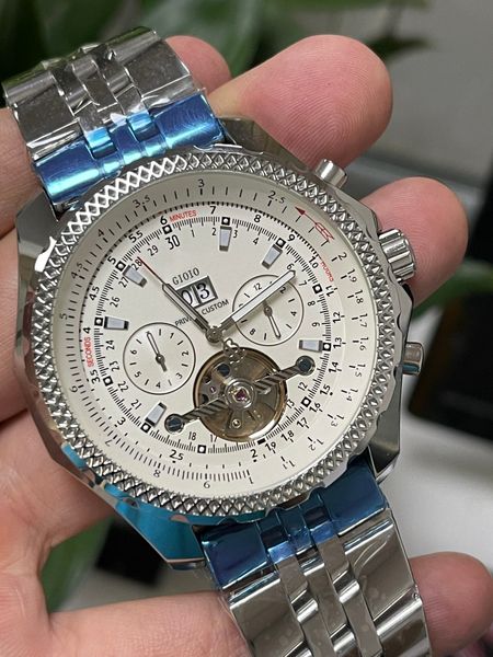 

mens automatic mechanical watch black brown leather tourbillion 0, Slivery;brown