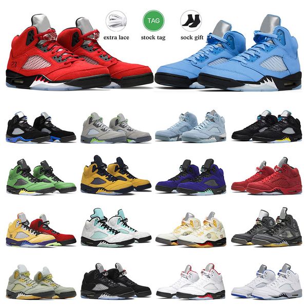 

5s men basketball shoes 5 mens sneakers unc racer blue aqua alternate grape sail outdoor women sports trainers size 5.5-13