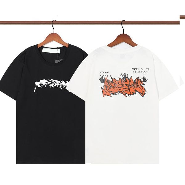 

2023 summer men's t-shirt fashion brand menswear designer graffiti letter cotton loose high-end short sleeve t-shirt, White;black