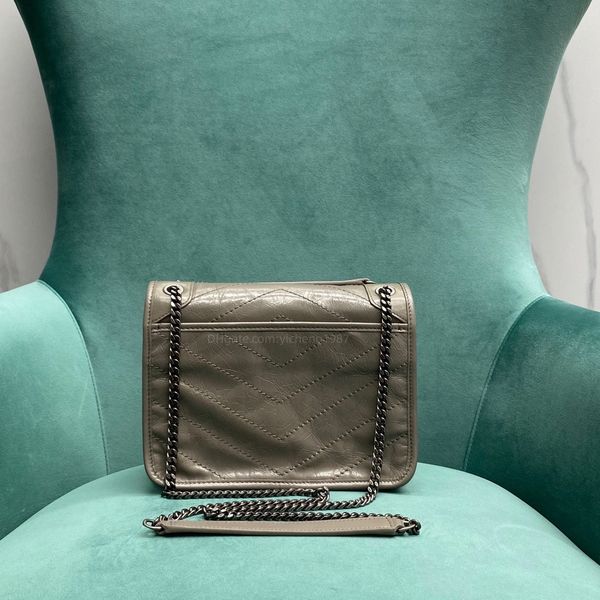 

pleated cowhide niki chain shoulder bags designers woman messenger handbag elephant grey courier bag luxury small capacity real leather bags, Black;red