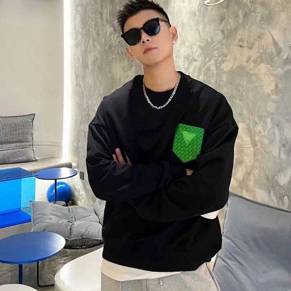 

luxury green logo sweater brand designer hoodie pure cotton round neck pullover coat men women loose sweatshirt warm long sleeve t shirt, Black