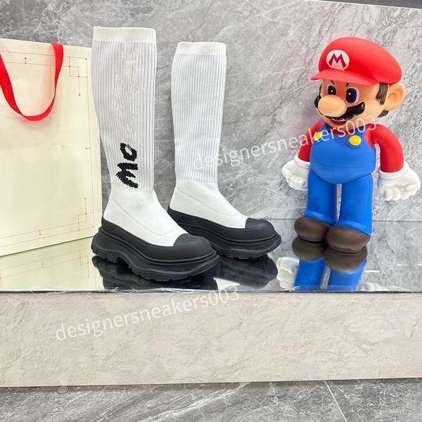 

new designer womens heels autumn and winter knitted elastic boots socks and knee boots fashion stockings shoes long boot2023, Black