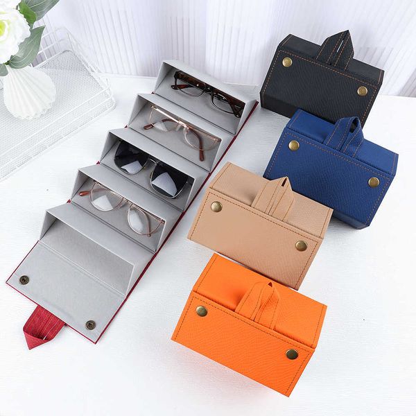 

sunglasses cases bags portable pu leather glasses organizer 5 grids multislot eyeglasses storage display travel sunglasses case j230328