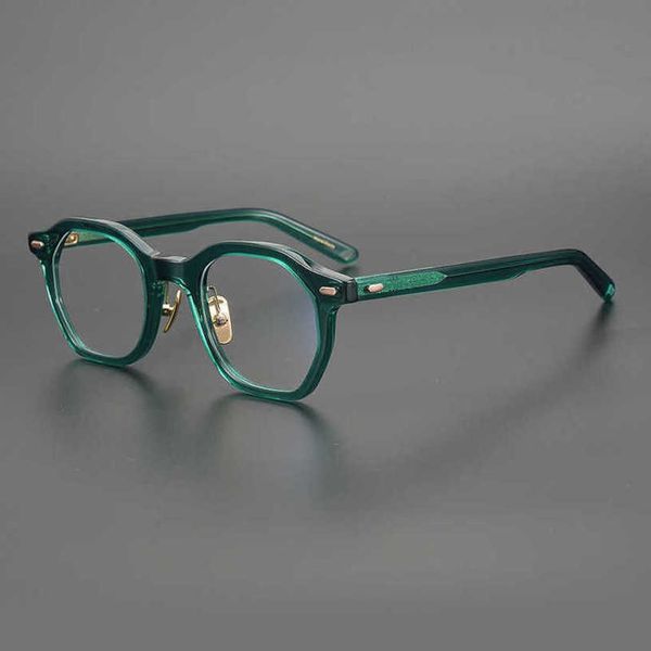 

luxury designer sunglasses 20% off light jelly green hand-made plate hexagonal japanese literary artistic youth myopia glasses frame trendy, White;black