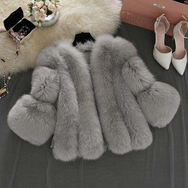

fashion artificial rabbit and raccoon fur genuine leather jackets knitted mink long coat women sleeve fluffy faux fur short thick coats furr, Black;brown