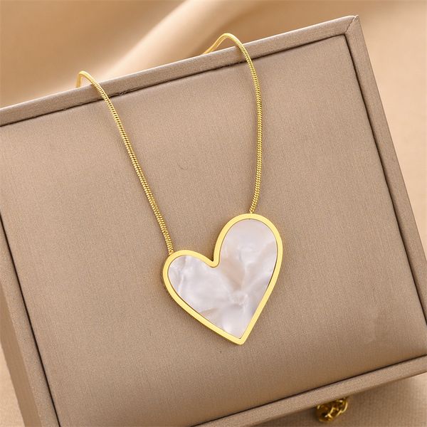 

fashion classic lucky heart necklace pendant stainless steel 18k gold plated ladies and girls valentine's day mother's day engagem, Silver