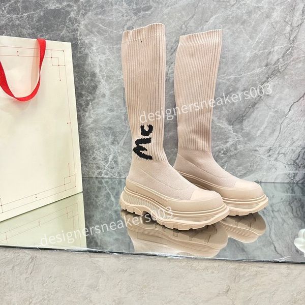 

women fashion leisure women heels autumn and winter knitted elastic boots socks and knee boots fashion stockings shoes long boot2023, Black