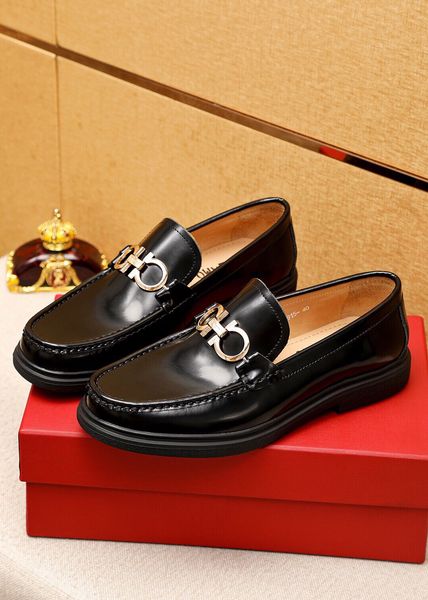 

2023 mens designer genuine leather dress shoes wedding party business flats men fashion brand casual loafers size 38-45, Black