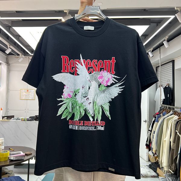 

tees t shirts mens oversize shirt suprior hip hop dove printed us size tshirts real pics 23fw, Black;brown