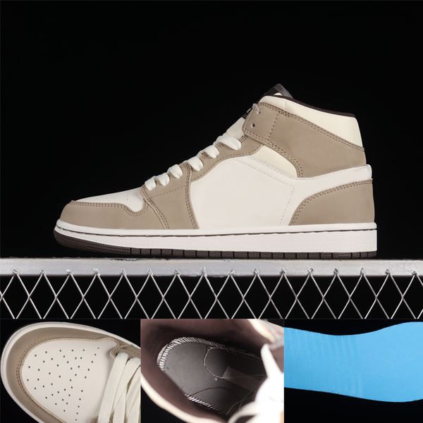 

jumpman 1 mens womens basketball shoes mid beige brown 554766-003 men women designers sports sneakers trainer shoe