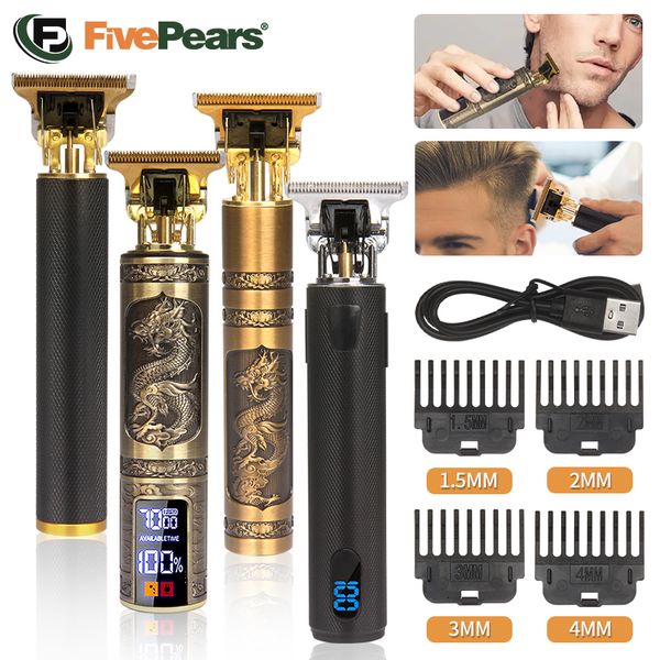 

hair trimmer fivepears professional cut machine 0 mm t9 vintage beard shaving clipper for menbarber 230328