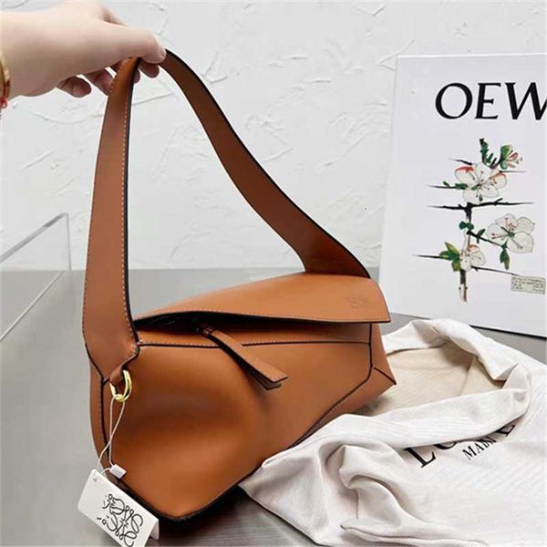 

2023 new lowe puzzle geometry bag lingge underarm bag hobo portable single shoulder messenger leather women's